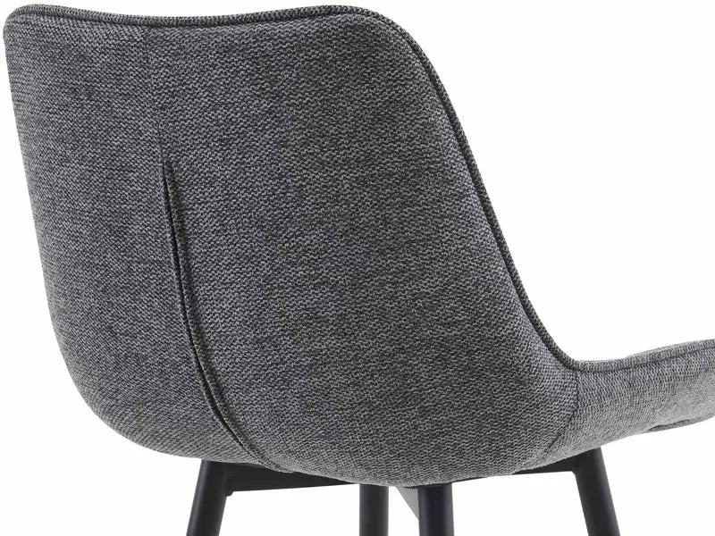 Lot de 2 tabourets de bar coutures décoratives carrées avec repose-pieds en tissu gris foncé quatre pieds en métal 10_0006536