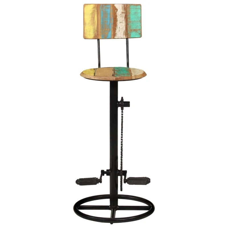 Lot de 2 tabourets de bar chaises hautes avec dossier en bois de récupération massif multicolore DEC029639