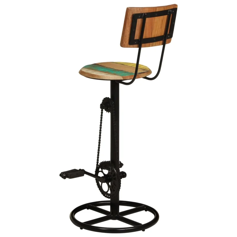 Lot de 2 tabourets de bar chaises hautes avec dossier en bois de récupération massif multicolore DEC029639