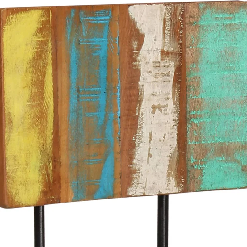 Lot de 2 tabourets de bar chaises hautes avec dossier en bois de récupération massif multicolore DEC029639