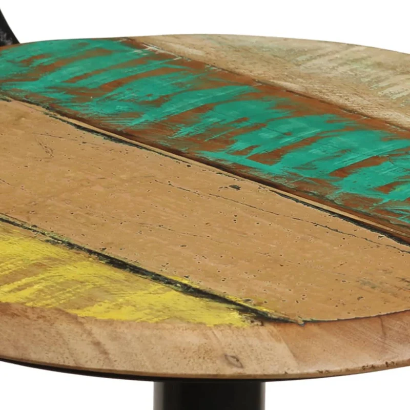 Lot de 2 tabourets de bar chaises hautes avec dossier en bois de récupération massif multicolore DEC029639