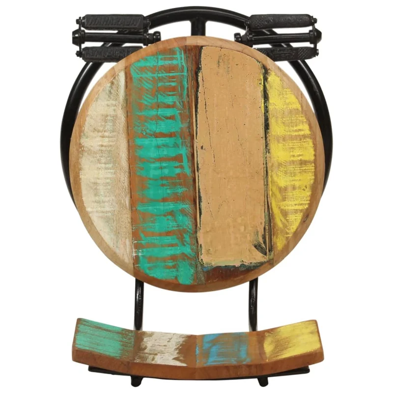 Lot de 2 tabourets de bar chaises hautes avec dossier en bois de récupération massif multicolore DEC029639