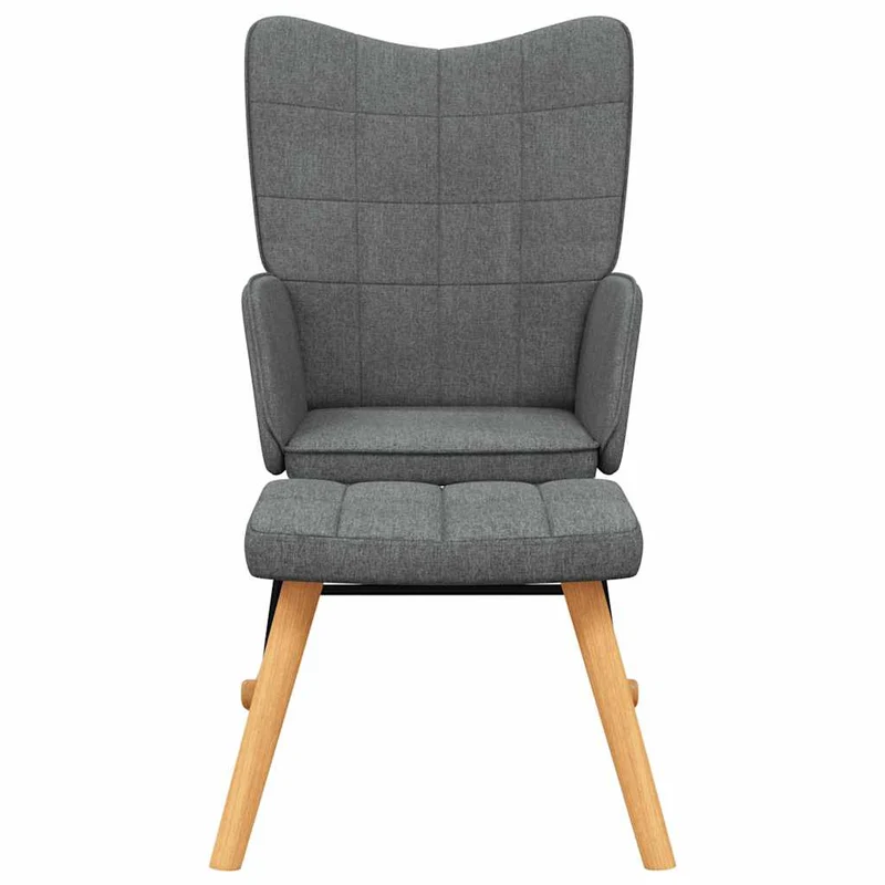 Fauteuil à bascule d'allaitement rembourré relax pour salon avec repose-pieds en tissu gris foncé DEC028876