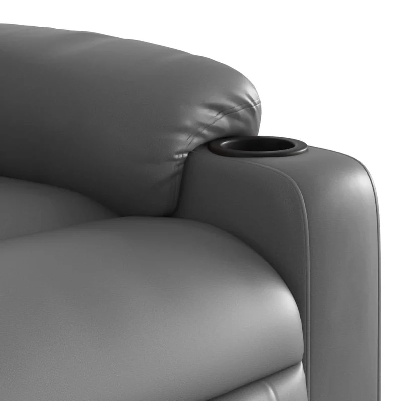 Fauteuil de relaxation TV fonction massage inclinable 6 points de massage en PVC gris DEC026975