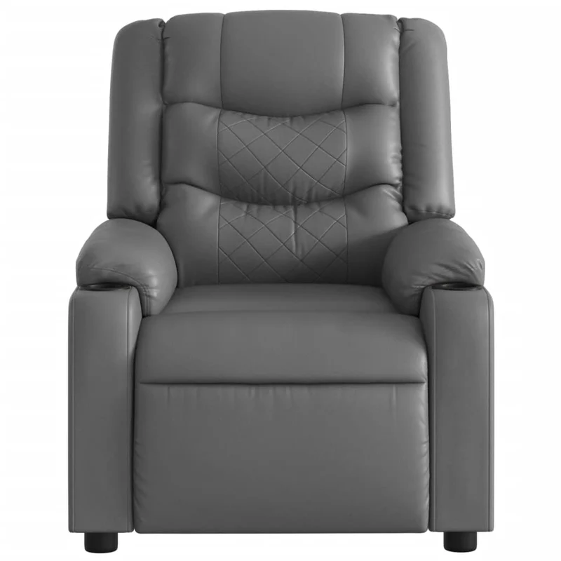 Fauteuil de relaxation TV fonction massage inclinable électrique 6 points de massage en PVC gris DEC027173