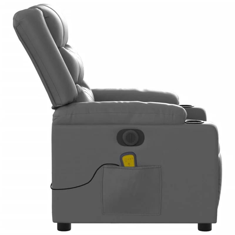 Fauteuil de relaxation TV fonction massage inclinable électrique 6 points de massage en PVC gris DEC027173