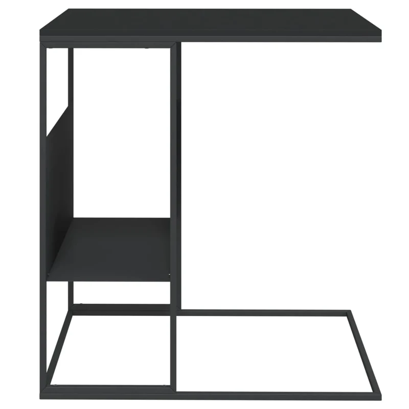 Table d'appoint en forme de C 55 x 36 x 59,5 cm bois d'ingénierie noir et fer DEC040296