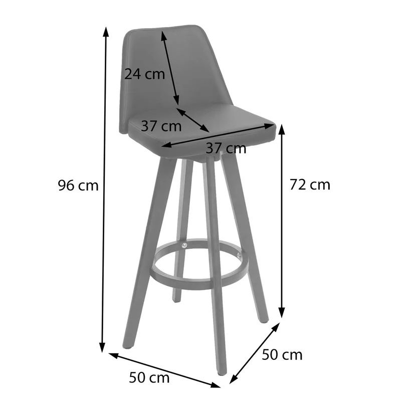 Lot de 2 tabourets de bar chaises comptoir rotatif en PVC noir et bois 04_0007454