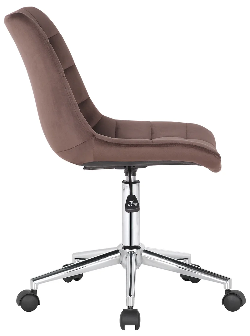 Chaise de bureau en velours marron sur roulettes design moderne hauteur réglable BUR10594