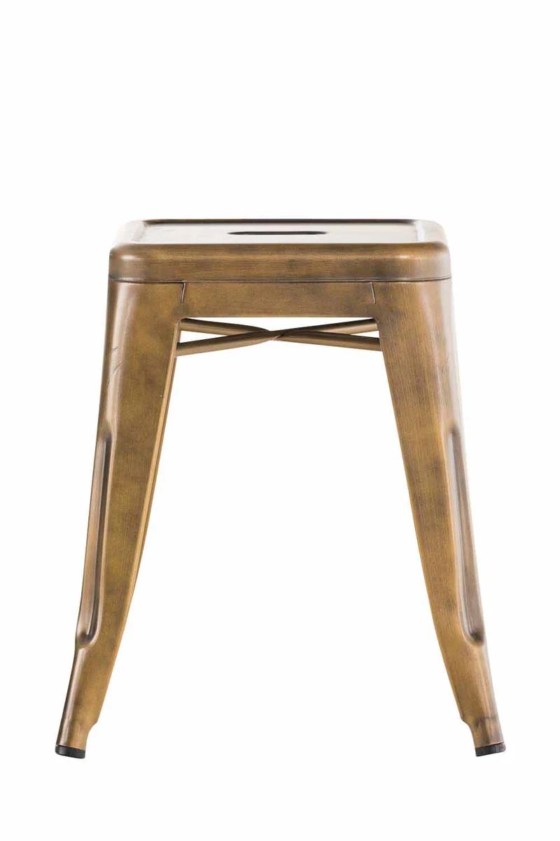 Tabouret bas hauteur 46 cm empilable design industriel en métal doré 10_0001141