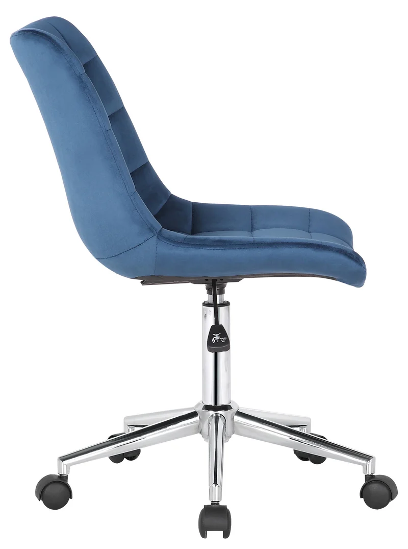 Chaise de bureau en velours bleu sur roulettes design moderne hauteur réglable BUR10593