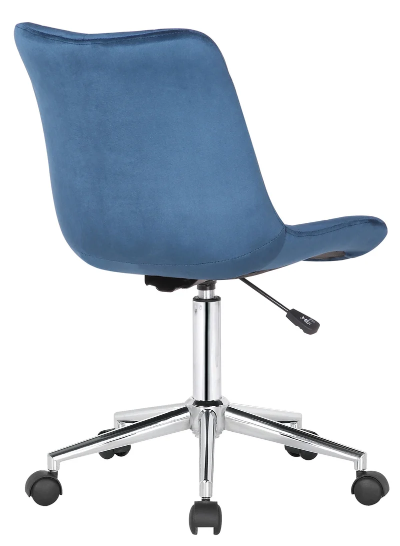Chaise de bureau en velours bleu sur roulettes design moderne hauteur réglable BUR10593