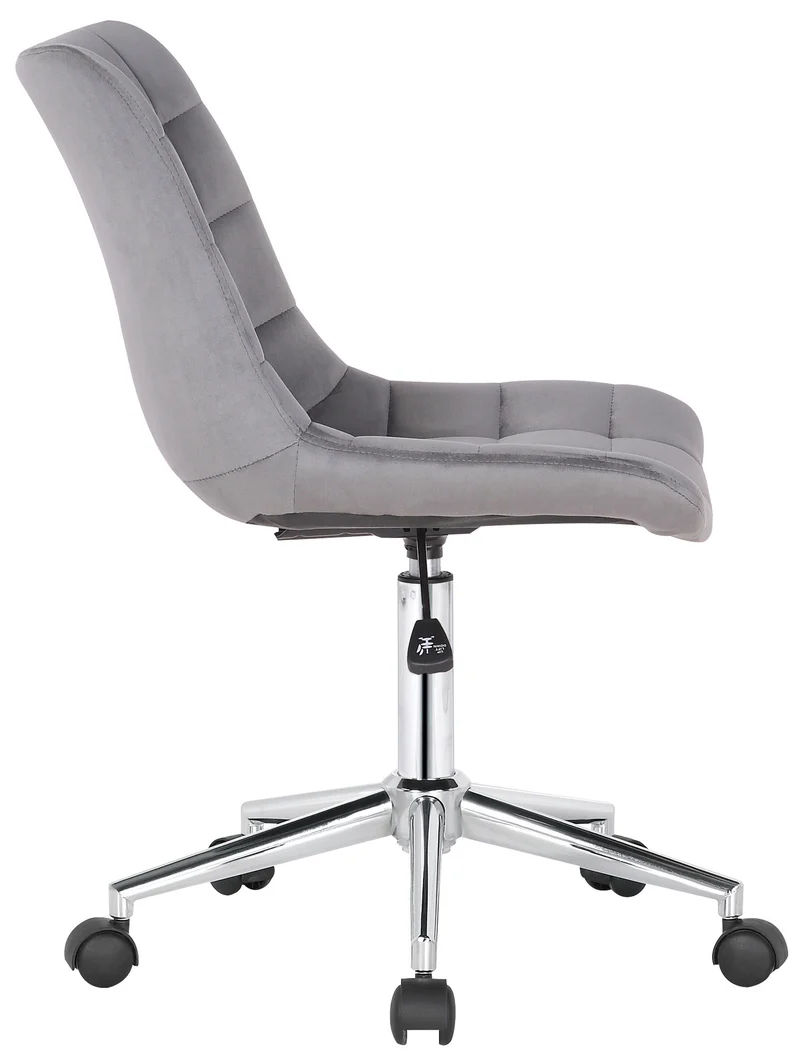 Chaise de bureau en velours gris sur roulettes design moderne hauteur réglable BUR10595