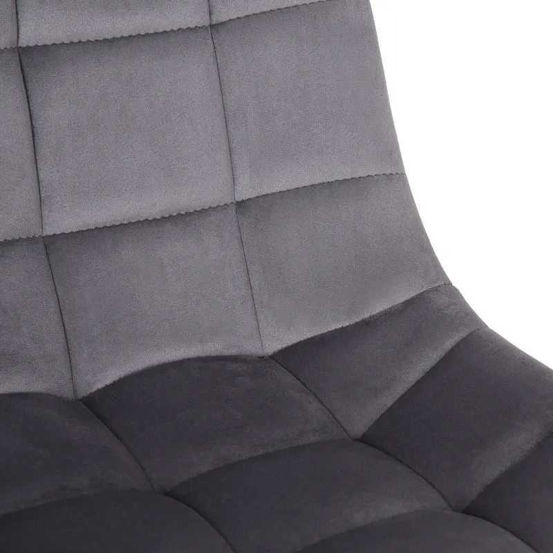 Chaise de bureau en velours gris sur roulettes design moderne hauteur réglable BUR10595