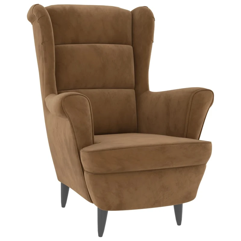 Fauteuil relax extra confort avec rebords latérals et repose-pieds en velours marron DEC028695