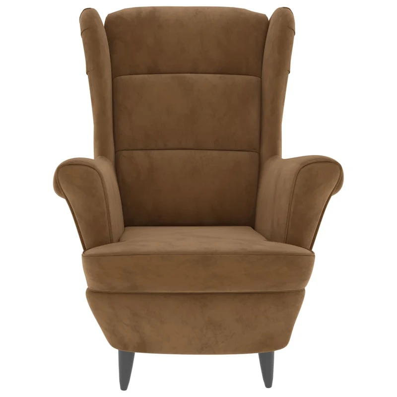 Fauteuil relax extra confort avec rebords latérals et repose-pieds en velours marron DEC028695