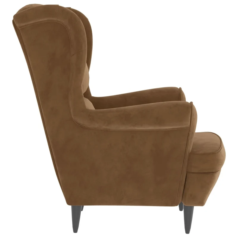 Fauteuil relax extra confort avec rebords latérals et repose-pieds en velours marron DEC028695