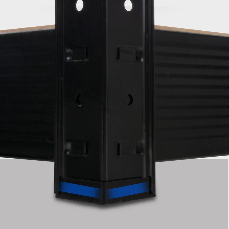 Étagère de stockage charge lourde 160x180x60 cm métal galvanisée noir avec 4 niveaux réglables capacité 600 kg par niveau 10_0009028