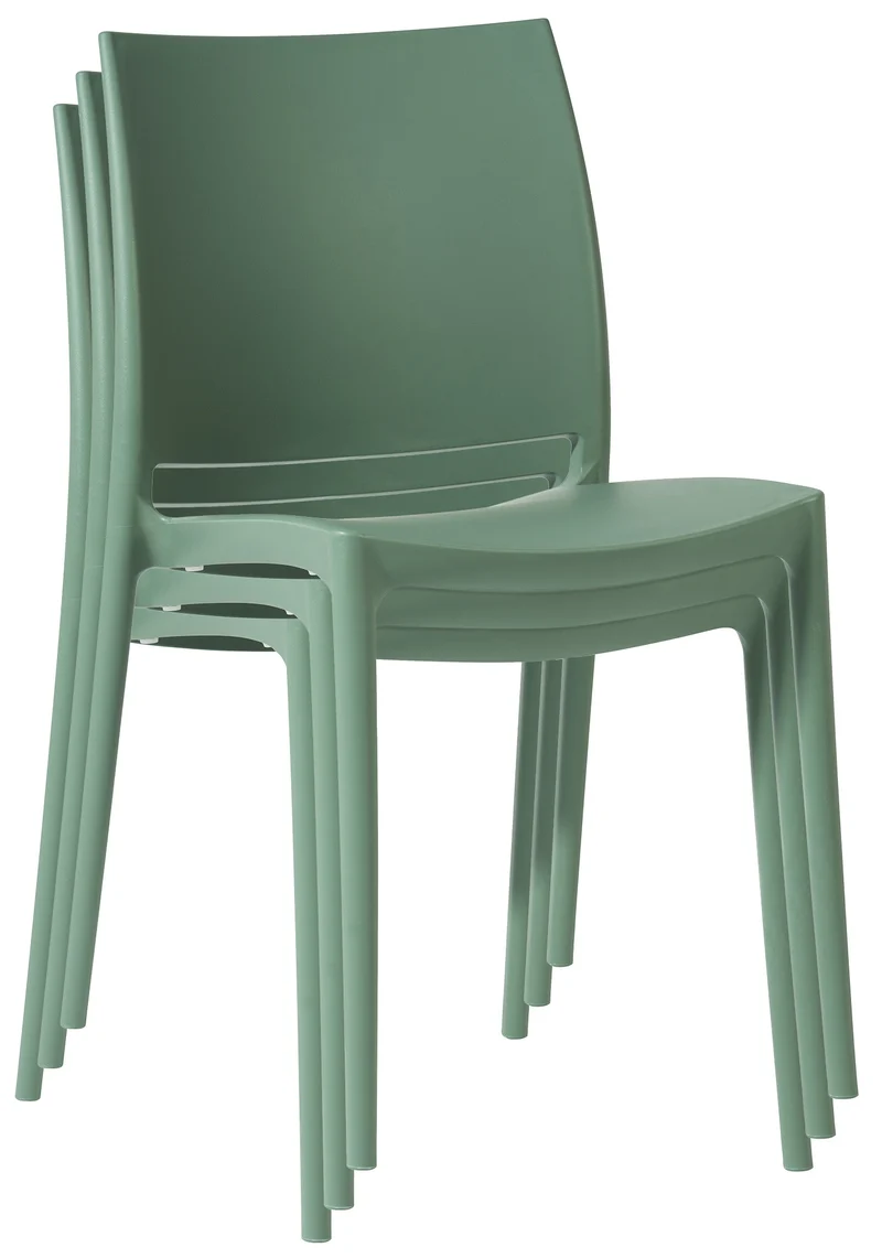 Lot de 2 chaises de jardin empilables en polypropylène vert olive résistantes aux UV et aux intempéries 10_0007916