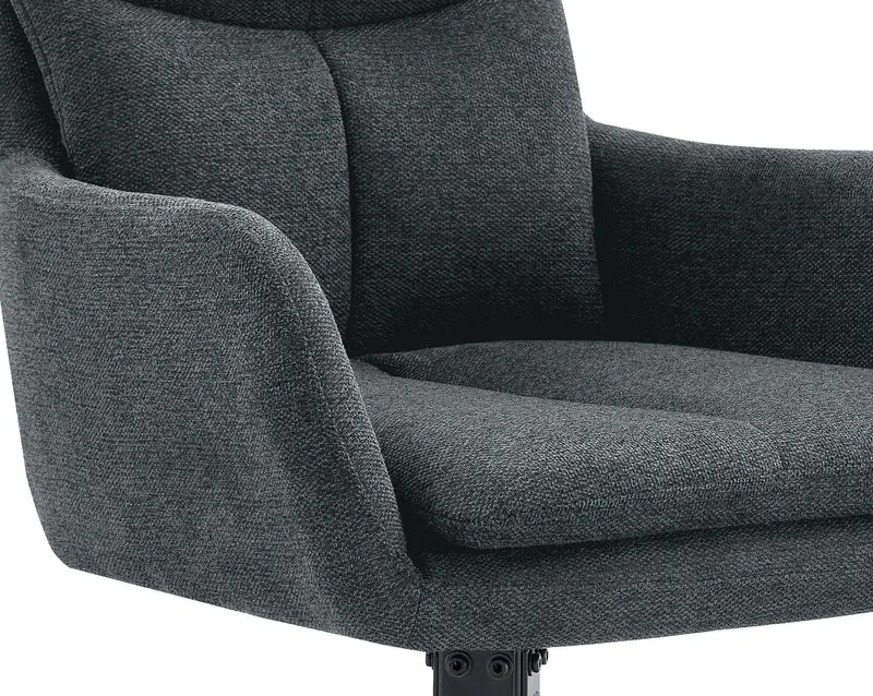 Lot de 2 chaises de salle à manger fauteuils pivotants 180° en tissu gris foncé avec accoudoirs et piètement métal 10_0007699