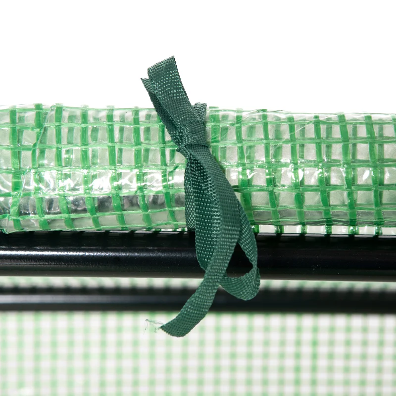 Serre compacte balcon 120 x 60 x 60 cm fenêtres zippées rebord enterrable 10 cm épuré moderne en plastique vert foncé 21_0004153