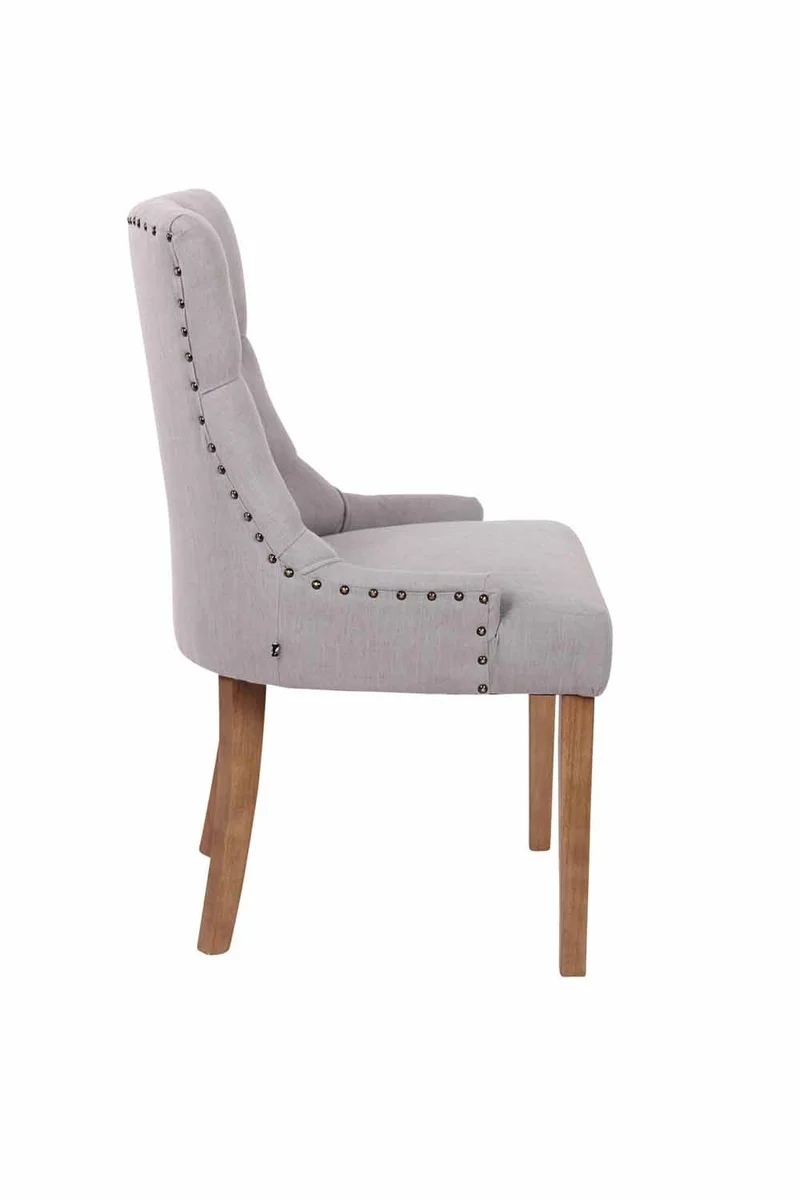 Chaise de salle à manger bureau ou coiffeuse capitonné en tissu gris FAL10058