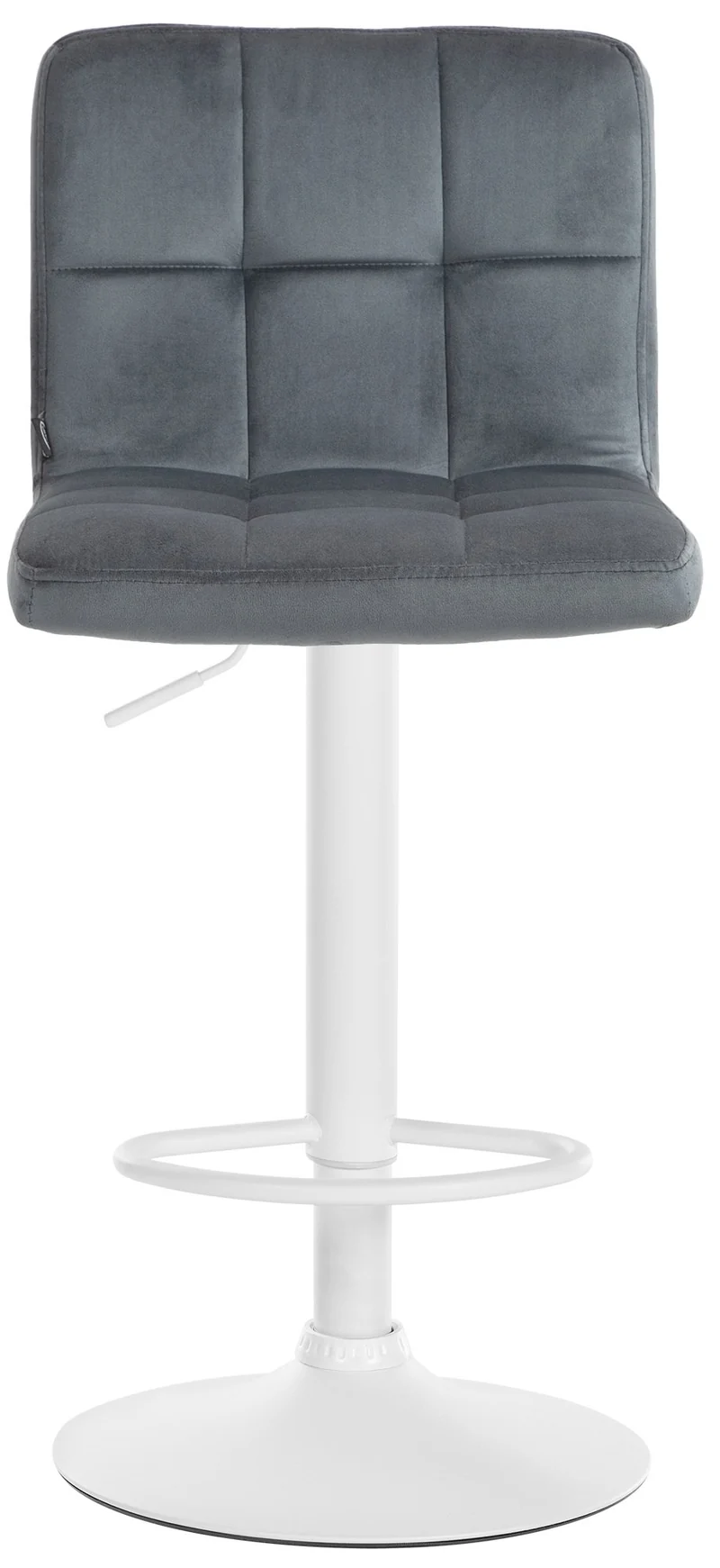 Lot de 2 tabourets de bar en velours gris foncé avec coutures décoratives pied en trompette métal blanc 10_0004402
