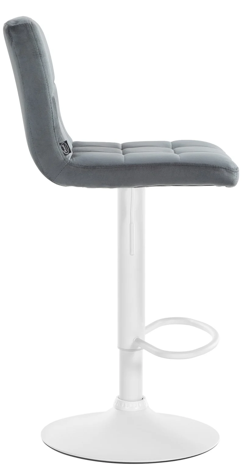 Lot de 2 tabourets de bar en velours gris foncé avec coutures décoratives pied en trompette métal blanc 10_0004402