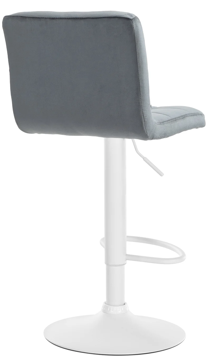 Lot de 2 tabourets de bar en velours gris foncé avec coutures décoratives pied en trompette métal blanc 10_0004402