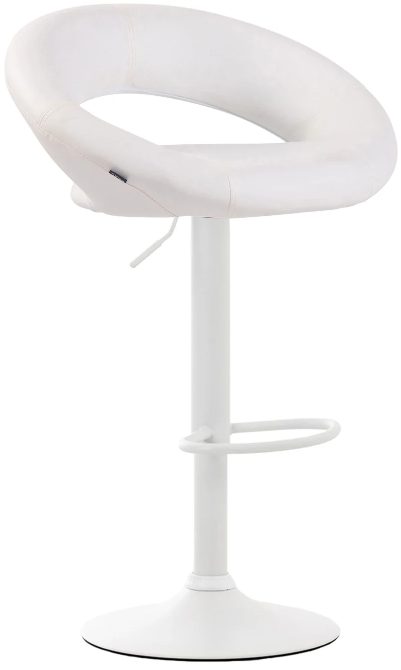 Lot de 2 tabourets de bar en synthétique blanc design moderne base métal blanc mat TDB10556