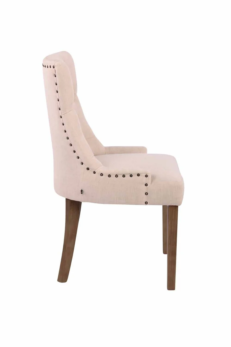 Chaise de salle à manger bureau ou coiffeuse capitonné en tissu crème FAL10059