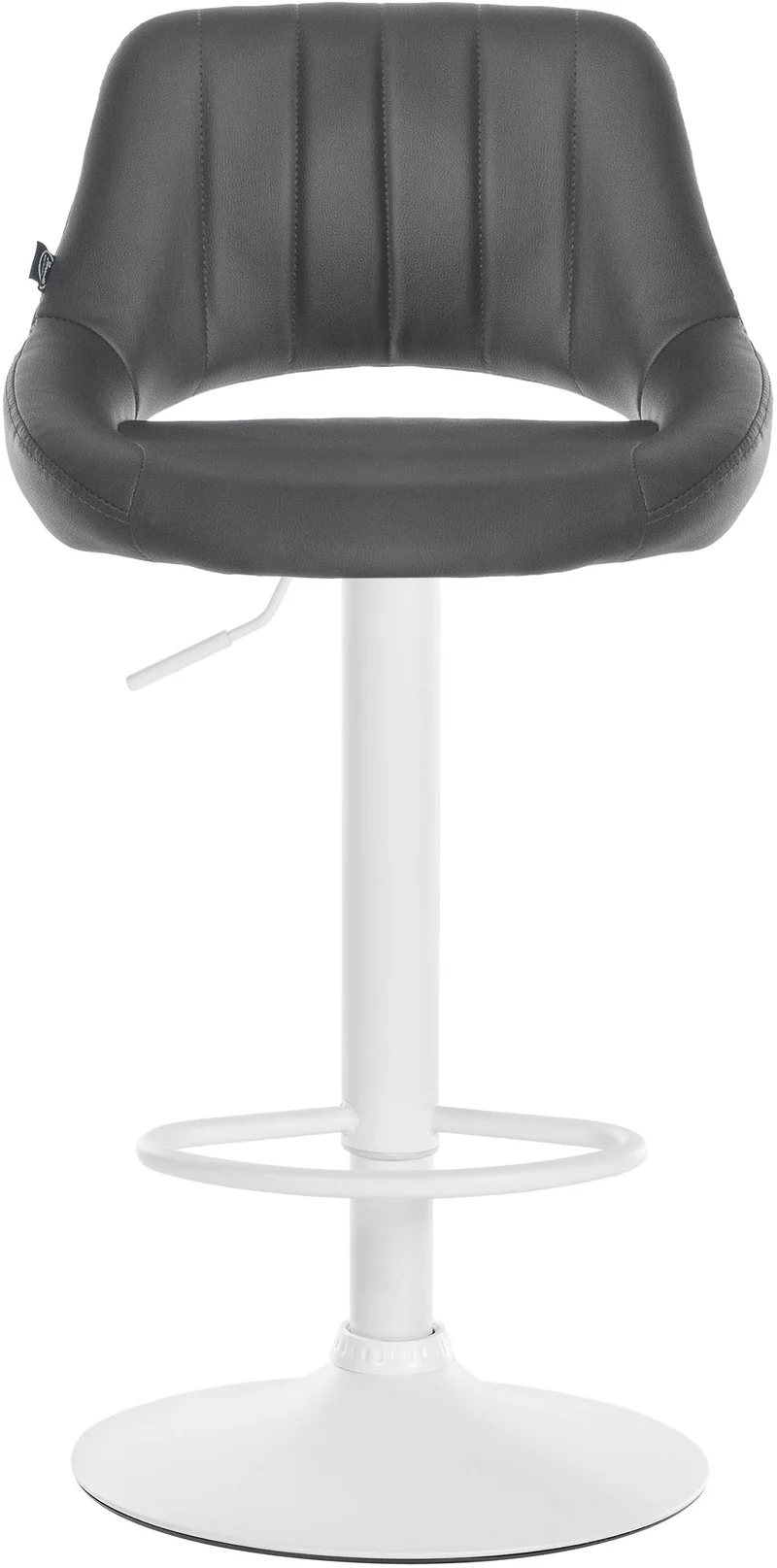 Tabouret de bar x1 avec repose-pieds pivotant et réglable en similicuir gris et métal blanc 10_0006328