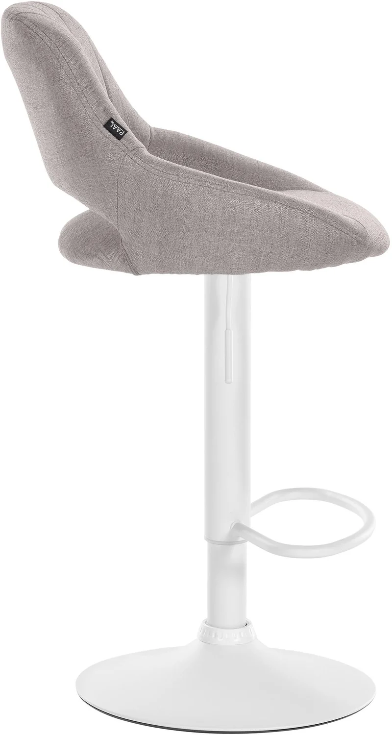 Tabouret de bar x1 réglable en hauteur en tissu gris dossier ajouré et pied métal blanc 10_0005942