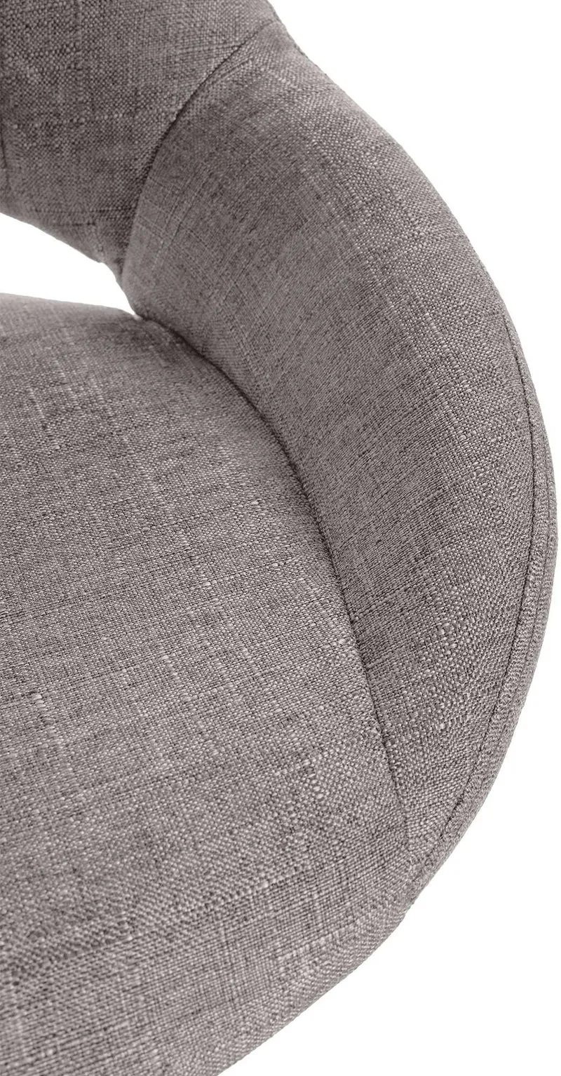 Tabouret de bar x1 réglable en hauteur en tissu gris dossier ajouré et pied métal blanc 10_0005942