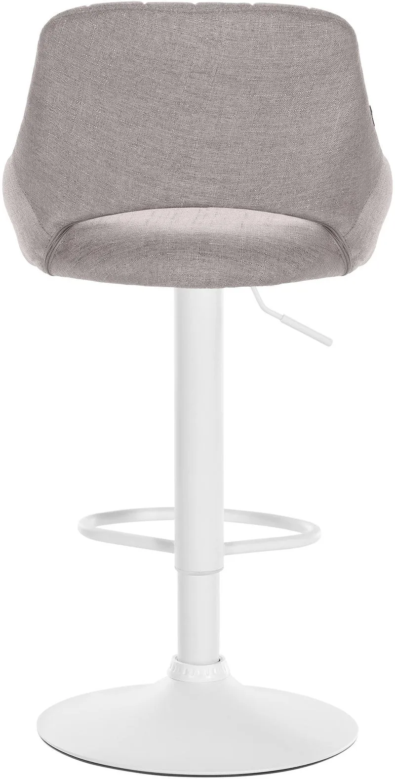 Tabouret de bar x1 réglable en hauteur en tissu gris dossier ajouré et pied métal blanc 10_0005942