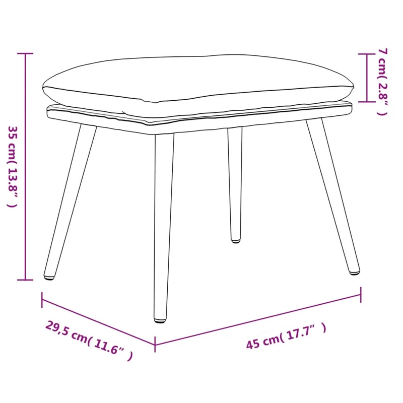 Repose-pieds tabouret 45 x 29,5 x 35 cm velours gris DEC030219