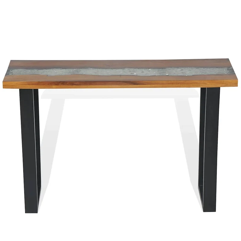 Table console en teck avec incrustation de verre et de résine 100x35x75 cm DEC032257
