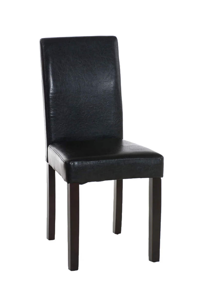 Chaise de salle à manger x1 design moderne en PVC noir et pieds en bois marron 10_0002015