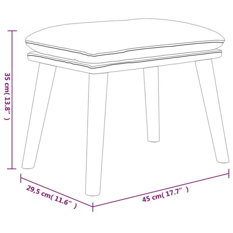 Repose-pieds tabouret 45 x 29,5 x 35 cm en velours gris DEC030217