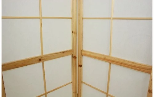 Paravent 4 panneaux pans en bois naturel et papier riz 175x176cm PAR06034