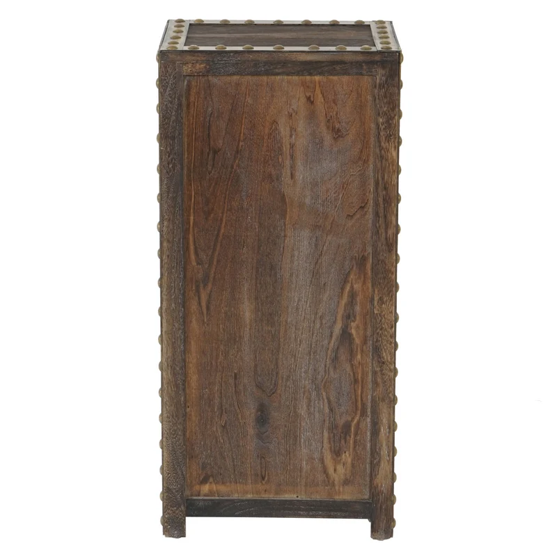 Commode 4 tiroirs style vintage shabby chic 70x33x26 cm bois de paulownia MDF marron 04_0011427