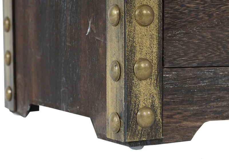 Commode 4 tiroirs style vintage shabby chic 70x33x26 cm bois de paulownia MDF marron 04_0011427