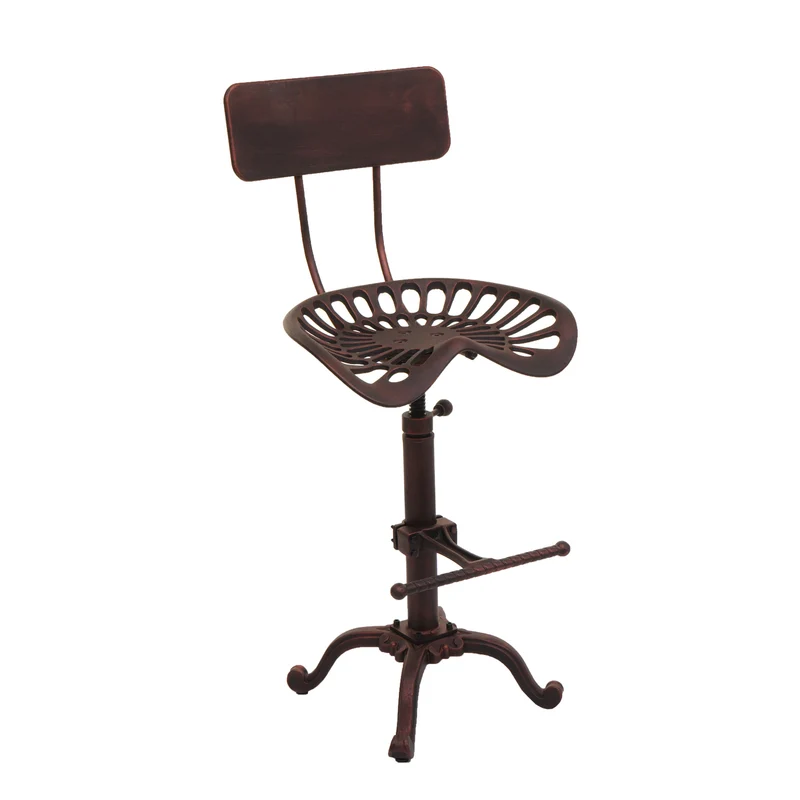 Tabouret de bar industriel réglable pivotant avec dossier repose pieds métal cuivre 04_0008593