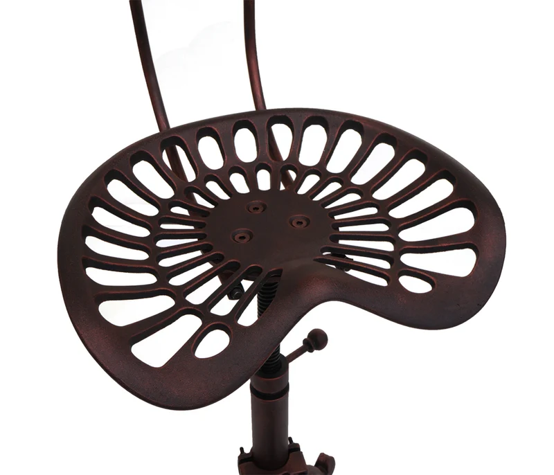 Tabouret de bar industriel réglable pivotant avec dossier repose pieds métal cuivre 04_0008593