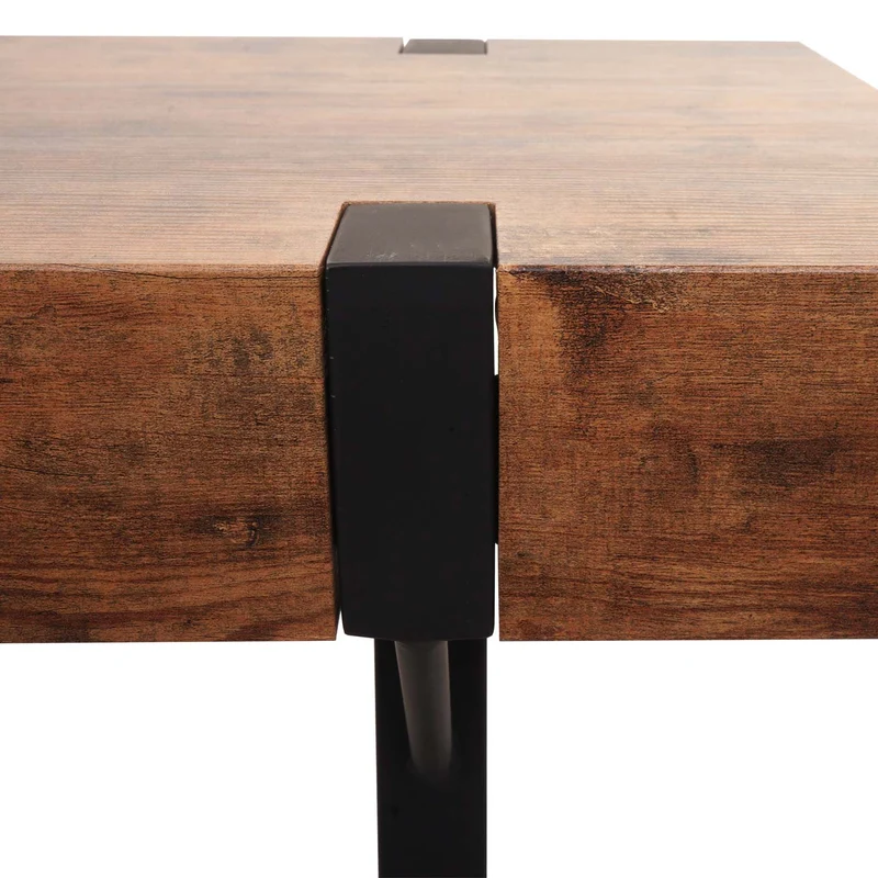 Meuble TV industriel 120x40x42 cm métal noir et MDF effet chêne sauvage foncé 04_0007861