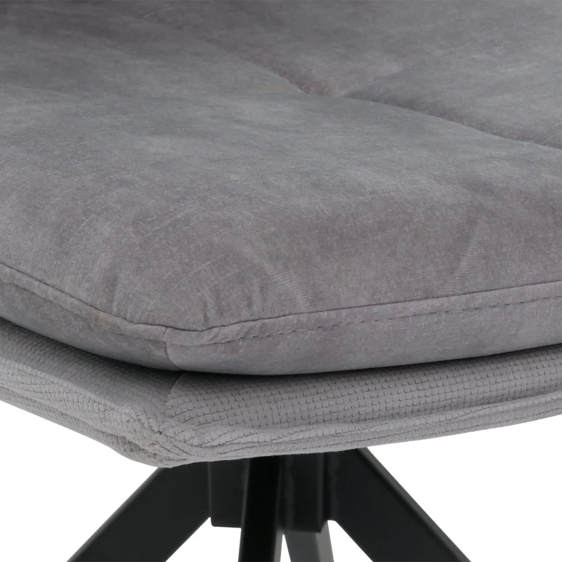 Lot de 6 chaises de salle à manger pivotantes 180° avec retour automatique tissu polyester gris métal noir 04_0007791