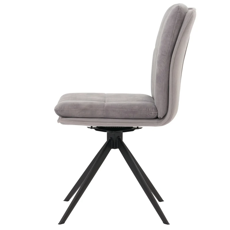 Lot de 6 chaises de salle à manger pivotantes 180° avec retour automatique tissu polyester gris métal noir 04_0007791