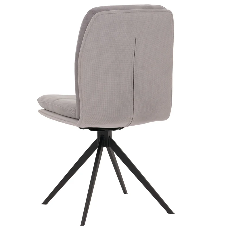 Lot de 6 chaises de salle à manger pivotantes 180° avec retour automatique tissu polyester gris métal noir 04_0007791