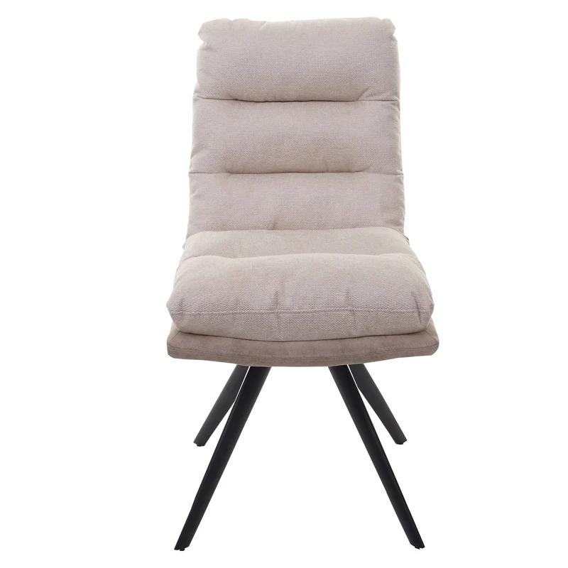 Lot de 6 chaises de salle à manger pivotantes 180° avec retour automatique tissu polyester crème métal noir 04_0007668
