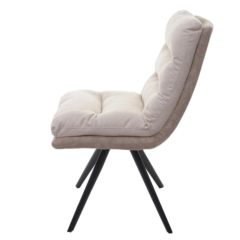 Lot de 6 chaises de salle à manger pivotantes 180° avec retour automatique tissu polyester crème métal noir 04_0007668